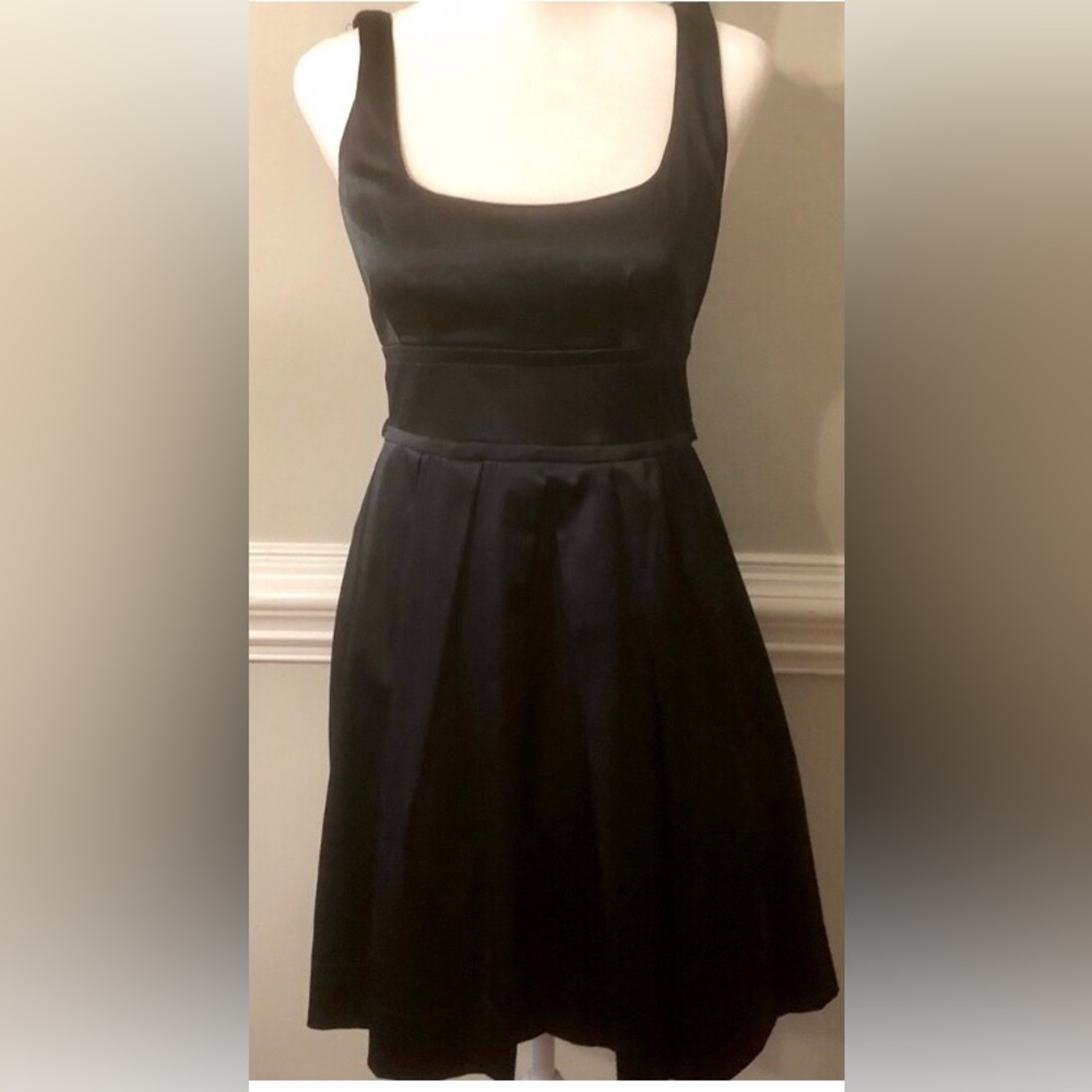 Chic Navy Dress with Pleated Bodice and Krinolin